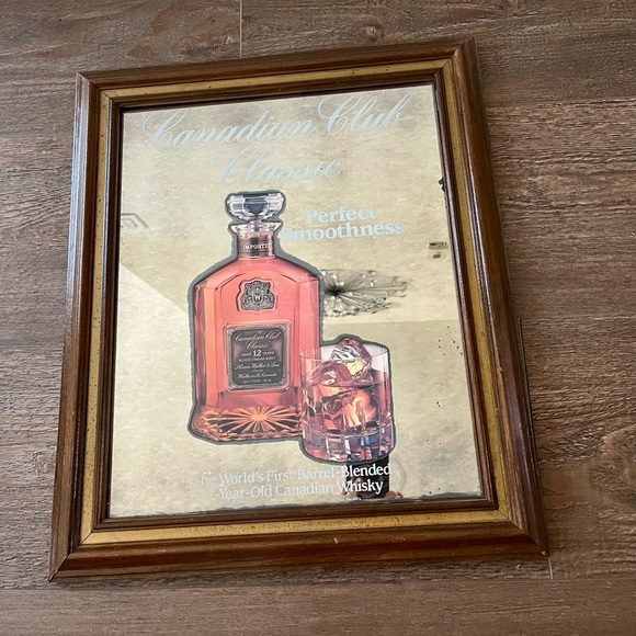 Framed Mirror Canadian Club Classic 12-year -old Canadian Whisky 17/20 Inches - Picture 1 of 11